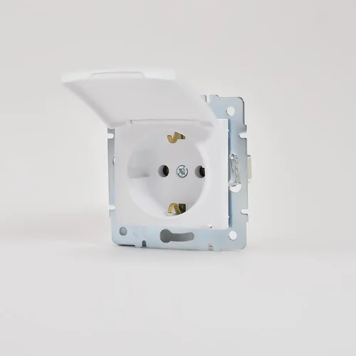 Розетка 1-м СП Karina с заземл. с крышкой термопласт механизм бел. LEZARD 707-0288-123B