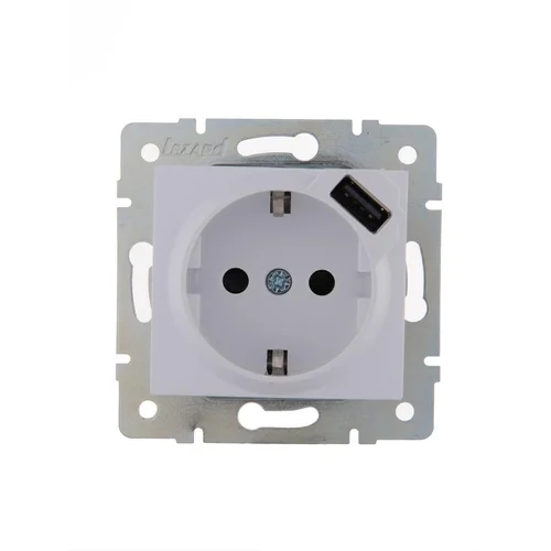 Розетка 1-м СП Karina 16А с заземл. с заряд. устройством USB механизм бел. LEZARD 707-0288-181