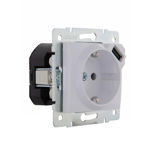 Розетка 1-м СП Karina 16А с заземл. с заряд. устройством USB механизм бел. LEZARD 707-0288-181