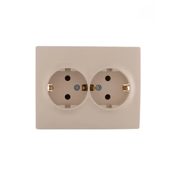 Розетка 2-м СП Karina с заземл. термопласт крем. LEZARD 707-0300-127B