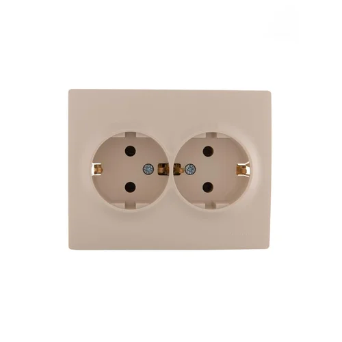 Розетка 2-м СП Karina с заземл. термопласт крем. LEZARD 707-0300-127B