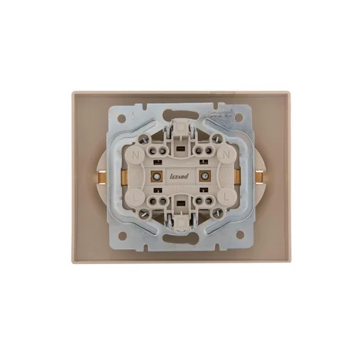 Розетка 2-м СП Karina с заземл. термопласт крем. LEZARD 707-0300-127B