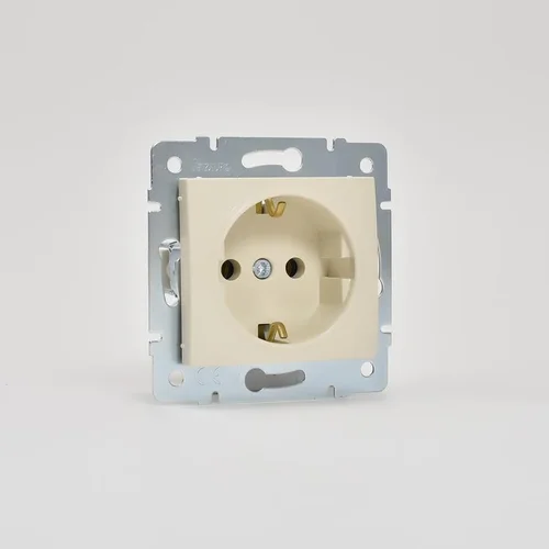 Розетка 1-м СП Karina с заземл. термопласт механизм крем. LEZARD 707-0388-122B