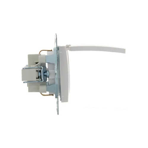 Розетка 1-м СП Karina с заземл. с крышкой термопласт механизм жемчуж./бел. перламутр. LEZARD 707-308