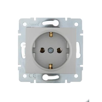 Розетка 1-м СП Karina с заземл. термопласт механизм матов. серебр. LEZARD 707-4388-122B