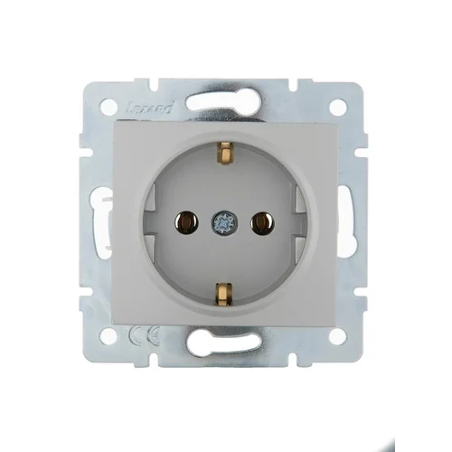 Розетка 1-м СП Karina с заземл. термопласт механизм матов. серебр. LEZARD 707-4388-122B