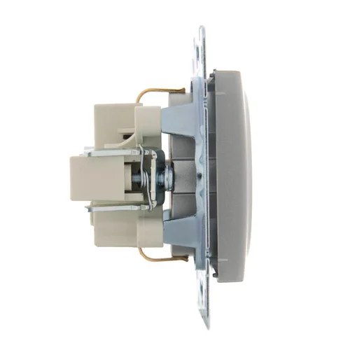 Розетка 1-м СП Karina с заземл. термопласт механизм матов. серебр. LEZARD 707-4388-122B