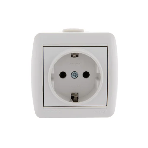 Розетка 1-м ОП Nata 16А IP20 с заземл. керамика бел. LEZARD 710-0200-122