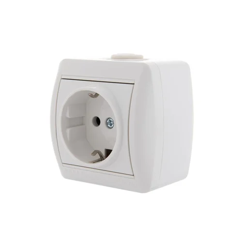 Розетка 1-м ОП Nata 16А IP20 с заземл. керамика бел. LEZARD 710-0200-122