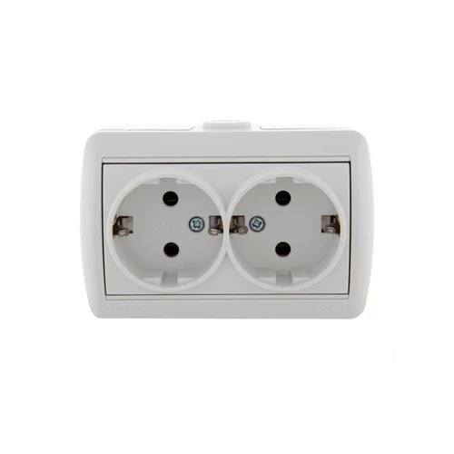 Розетка 2-м ОП Nata 16А IP20 с заземл. керамика бел. LEZARD 710-0200-127