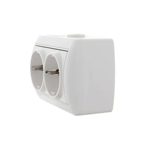 Розетка 2-м ОП Nata 16А IP20 с заземл. керамика бел. LEZARD 710-0200-127