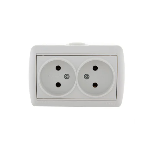 Розетка 2-м ОП Nata 16А IP20 без заземл. керамика бел. LEZARD 710-0200-128