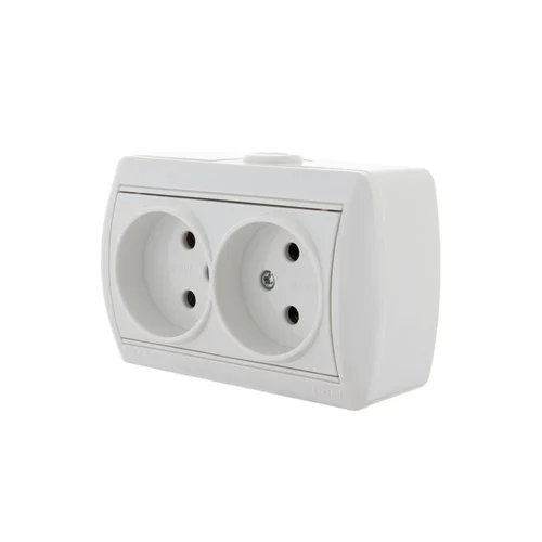 Розетка 2-м ОП Nata 16А IP20 без заземл. керамика бел. LEZARD 710-0200-128