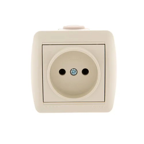Розетка 1-м ОП Nata 16А IP20 без заземл. керамика крем. LEZARD 710-0300-121