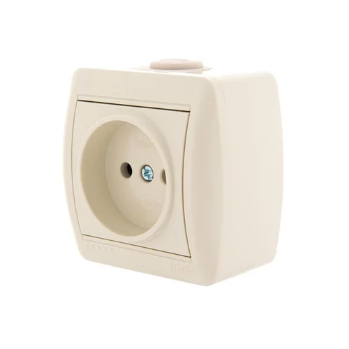 Розетка 1-м ОП Nata 16А IP20 без заземл. керамика крем. LEZARD 710-0300-121