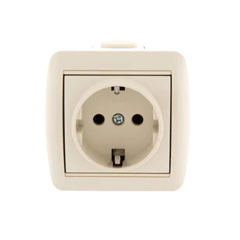 Розетка 1-м ОП Nata 16А IP20 с заземл. керамика крем. LEZARD 710-0300-122