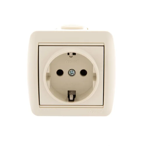 Розетка 1-м ОП Nata 16А IP20 с заземл. керамика крем. LEZARD 710-0300-122