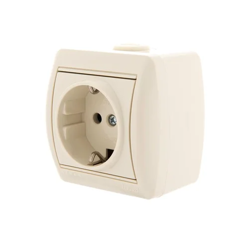 Розетка 1-м ОП Nata 16А IP20 с заземл. керамика крем. LEZARD 710-0300-122