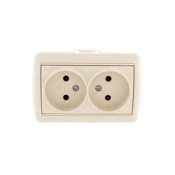 Розетка 2-м ОП Nata 16А IP20 без заземл. керамика крем. LEZARD 710-0300-128