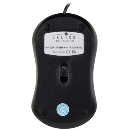 Мышь Оклик 115S черный оптическая (1200dpi) USB для ноутбука (3but)