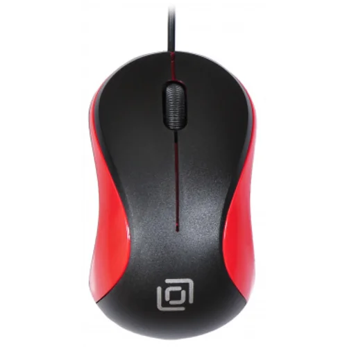 Мышь Оклик 115S черный/красный оптическая (1200dpi) USB для ноутбука (3but)