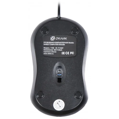 Мышь Оклик 115S черный/красный оптическая (1200dpi) USB для ноутбука (3but)