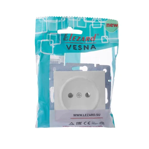 Розетка 1-м СП Vesna без заземл. ПБТ механизм бел. LEZARD 742-0288-121B