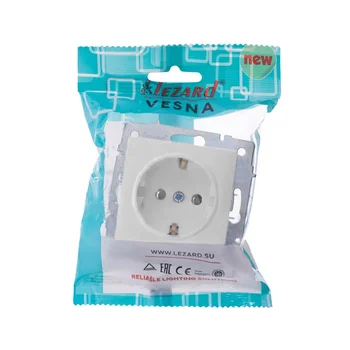 Розетка 1-м СП Vesna с заземл. ПБТ механизм бел. LEZARD 742-0288-122B