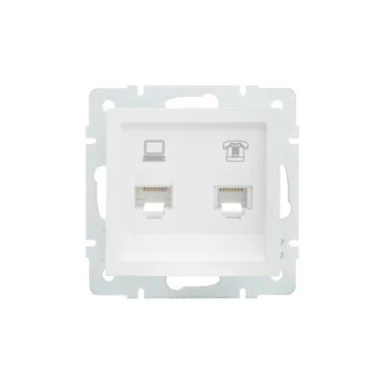 Розетка компьютерная + телефонная 1-м СП Vesna механизм бел. LEZARD 742-0288-143