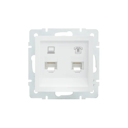 Розетка компьютерная + телефонная 1-м СП Vesna механизм бел. LEZARD 742-0288-143