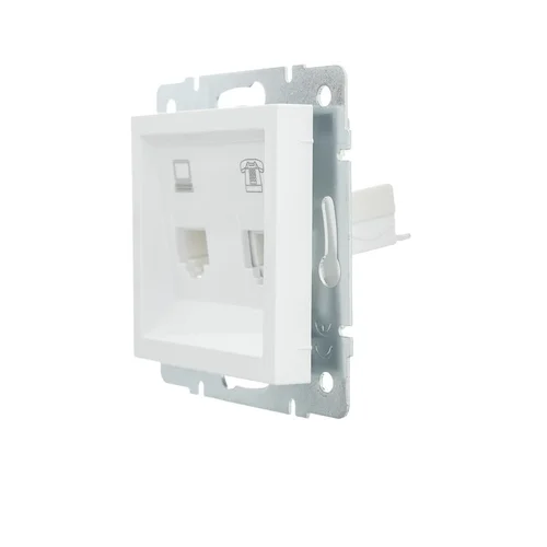 Розетка компьютерная + телефонная 1-м СП Vesna механизм бел. LEZARD 742-0288-143