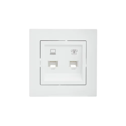 Розетка компьютерная + телефонная 1-м СП Vesna механизм бел. LEZARD 742-0288-143