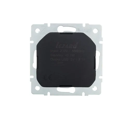 Розетка 1-м СП Vesna с заземл. с заряд. устройством USB механизм бел. LEZARD 742-0288-181