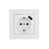 Розетка 1-м СП Vesna с заземл. с заряд. устройством USB механизм бел. LEZARD 742-0288-181