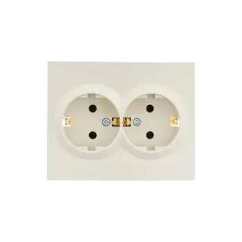 Розетка 2-м СП VESNA с заземл. ПБТ кремов. LEZARD 742-0300-127B