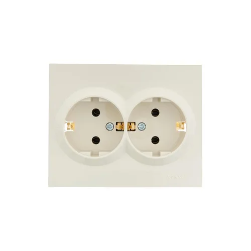 Розетка 2-м СП VESNA с заземл. ПБТ кремов. LEZARD 742-0300-127B