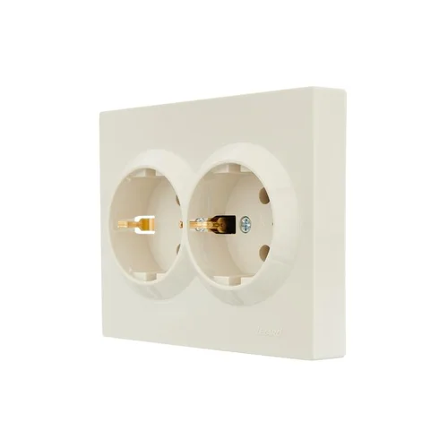 Розетка 2-м СП VESNA с заземл. ПБТ кремов. LEZARD 742-0300-127B