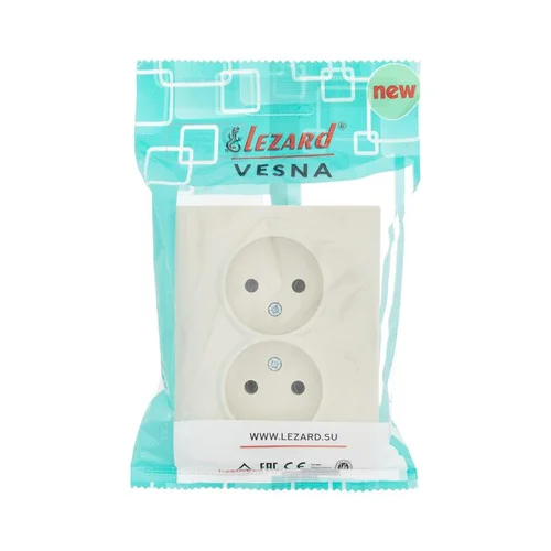 Розетка 2-м СП VESNA без заземл. ПБТ кремов. LEZARD 742-0300-128B