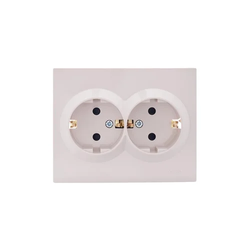 Розетка 2-м СП VESNA с заземл. со шторками ПБТ кремов. LEZARD 742-0300-178B
