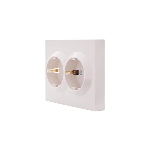 Розетка 2-м СП VESNA с заземл. со шторками ПБТ кремов. LEZARD 742-0300-178B