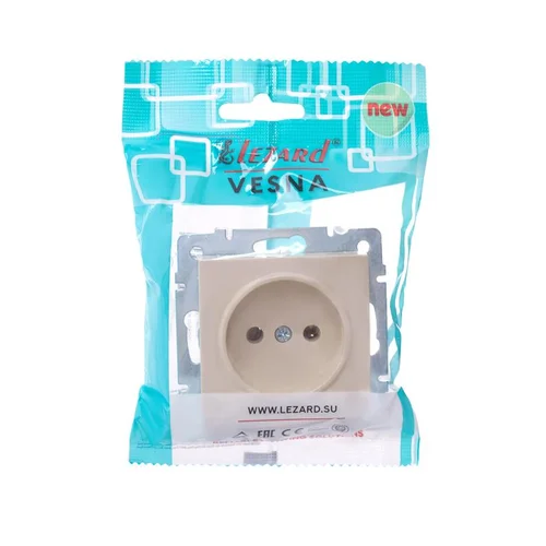 Розетка 1-м СП Vesna без заземл. ПБТ механизм крем. LEZARD 742-0388-121B