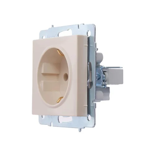 Розетка 1-м СП Vesna с заземл. ПБТ механизм крем. LEZARD 742-0388-122B