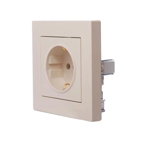 Розетка 1-м СП Vesna с заземл. ПБТ механизм крем. LEZARD 742-0388-122B