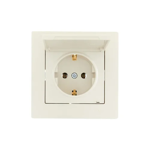 Розетка 1-м СП Vesna с заземл. с крышкой ПБТ механизм кремов. LEZARD 742-0388-123B