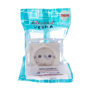 Розетка 1-м СП Vesna с заземл. защ. шторки ПБТ механизм крем. LEZARD 742-0388-124B