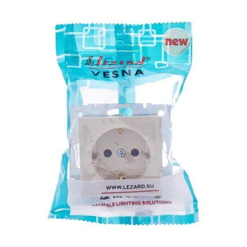 Розетка 1-м СП Vesna с заземл. защ. шторки ПБТ механизм крем. LEZARD 742-0388-124B