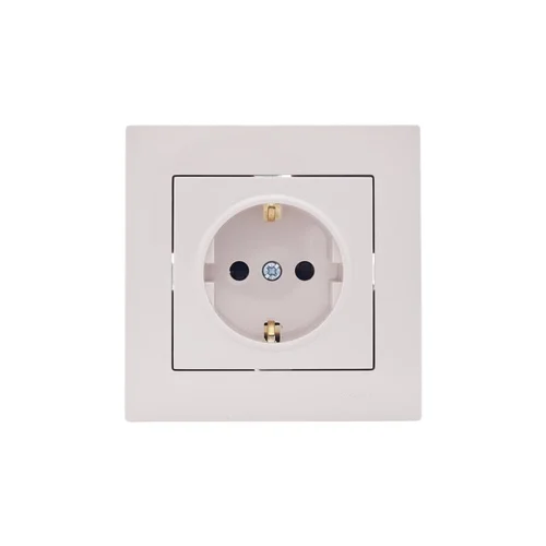 Розетка 1-м СП Vesna с заземл. защ. шторки ПБТ механизм крем. LEZARD 742-0388-124B