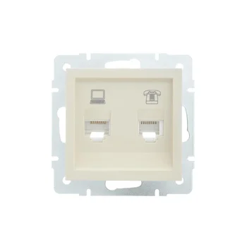 Розетка компьютерная + телефонная 1-м СП Vesna механизм крем. LEZARD 742-0388-143