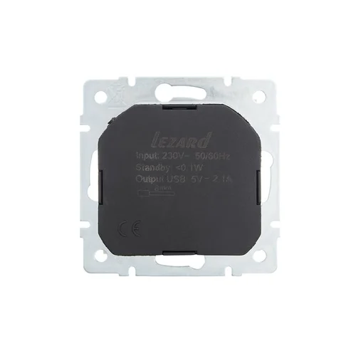Розетка 1-м СП Vesna с заземл. с заряд. устройством USB механизм крем. LEZARD 742-0388-181