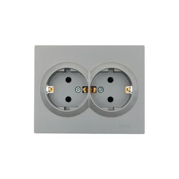 Розетка 2-м СП VESNA с заземл. ПБТ платина LEZARD 742-3500-127B